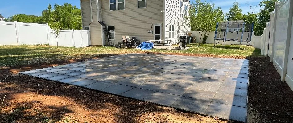 New patio on an outdoor living space in Millingport, NC.