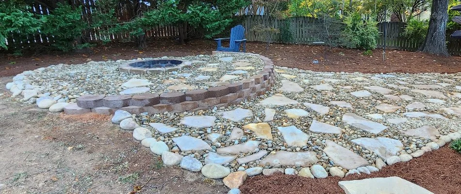 Patio made of pebbles and flagstone in Stanfield, NC.