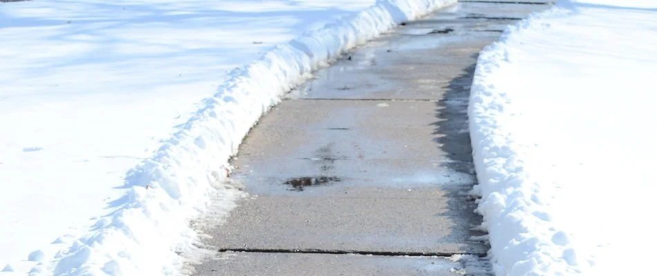 Walkway in Matthews, NC, clear from snow.