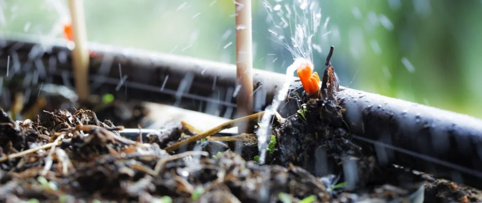 Water from a drip irrigation emitter in Red Cross, NC.